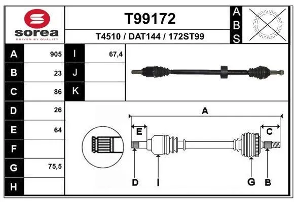 Drivaxel EAI T99172
