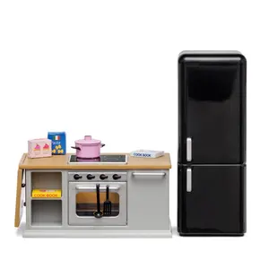 Lundby dockhusmöbler kök spis & kylskåp med belysning