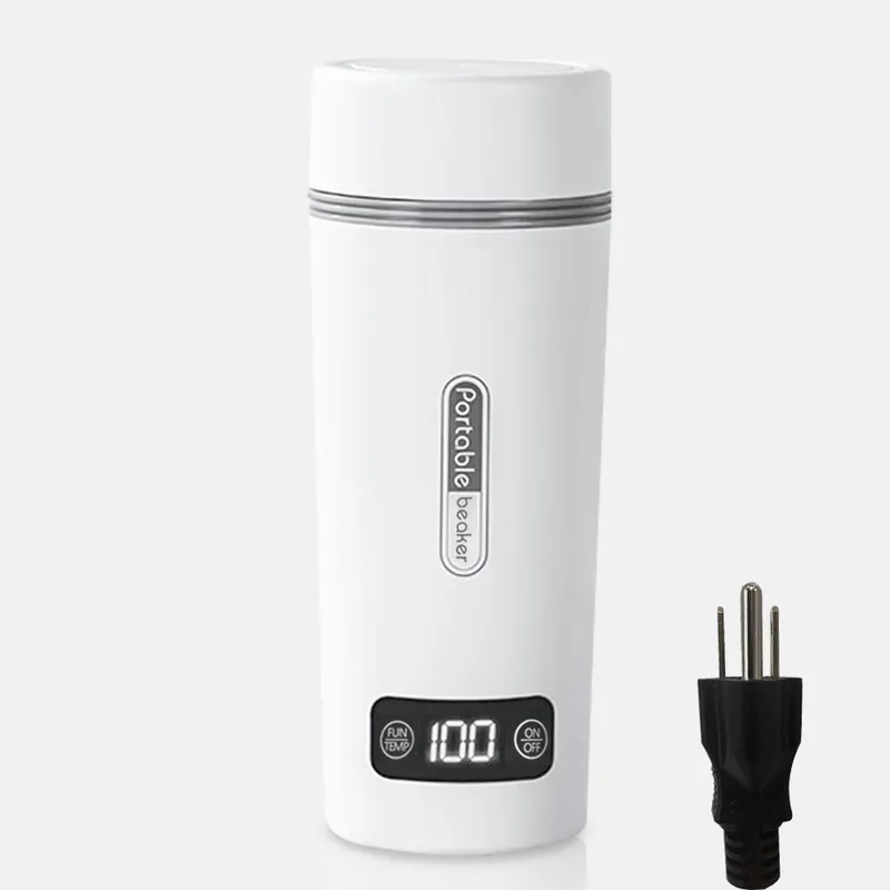 Bärbar elektrisk vattenkokare för kokande vatten 300W 350ml rostfritt stål Anti-spill läckagesäker US Plug vit