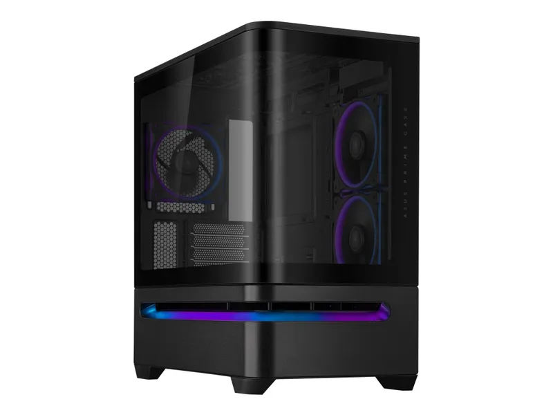 ASUS Prime AP202 – microATX-torn – genomskinlig sidopanel (härdat glas) – ingen strömförsörjning – USB/ljud