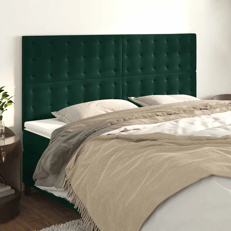 vidaXL Sänggavel mörkgrön 160x5x118/128 cm sammet