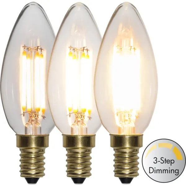 Kronlampa 3-stegs dimbar E14 LED 4W 2100K 400 lumen