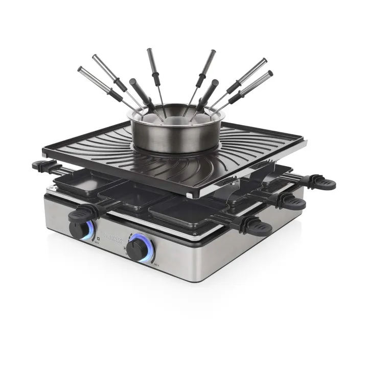 Raclette- och fonduegrill, 31x31cm, 1700W, 1,3L kapacitet