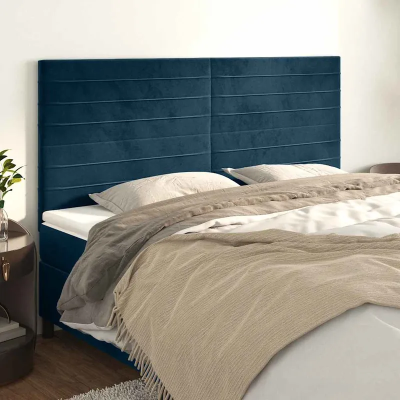 vidaXL Sänggavel mörkblå 160x5x118/128 cm sammet (#3946)