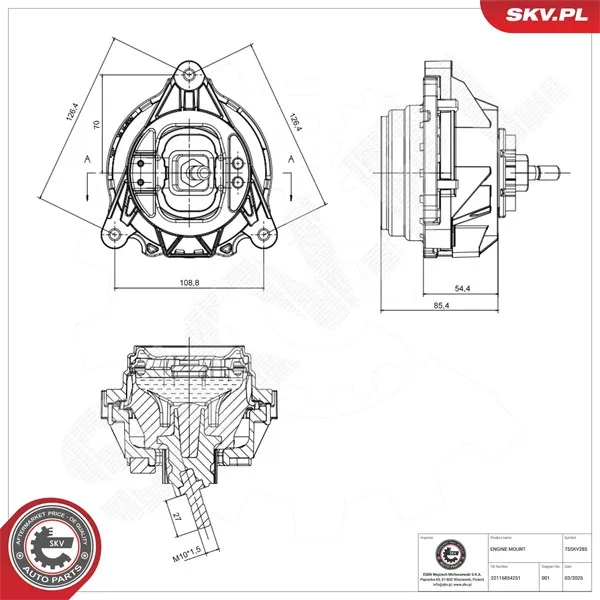 Motorkudde ESEN SKV 75SKV285