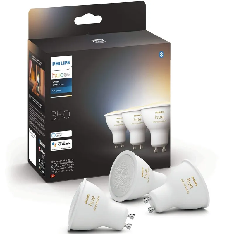 Philips Hue White Ambiance Gu10 Spotlight - 3-Pack