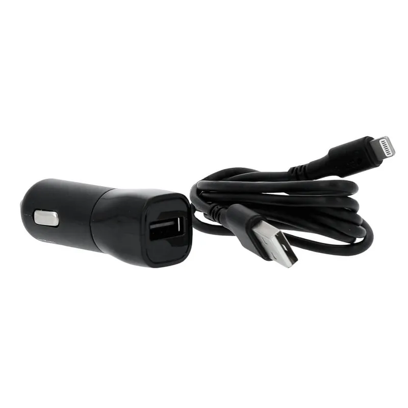 GEAR - Laddare 12-24V 1xUSB 2.4A Svart Lightning Kabel 1m MFI C89
