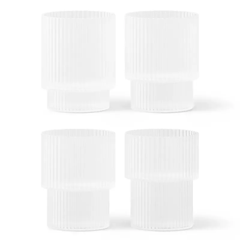 Ferm Living, Ripple Glas 4-pack – Frosted