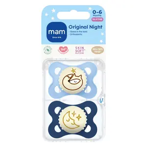MAM Original Night Nappar Silikon 2-Pack 0-6m, Blå