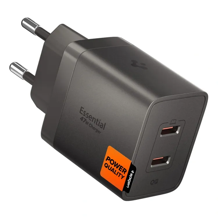 Spigen 2-Port Nätverk Laddare 47W EE472EU-GaN - Gunmetall