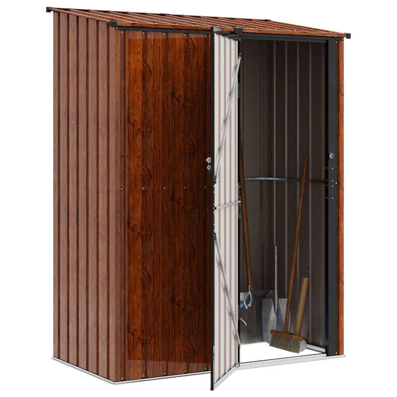 Trädgårdsbod Brun 153,5 x 86 x 200 cm Metall