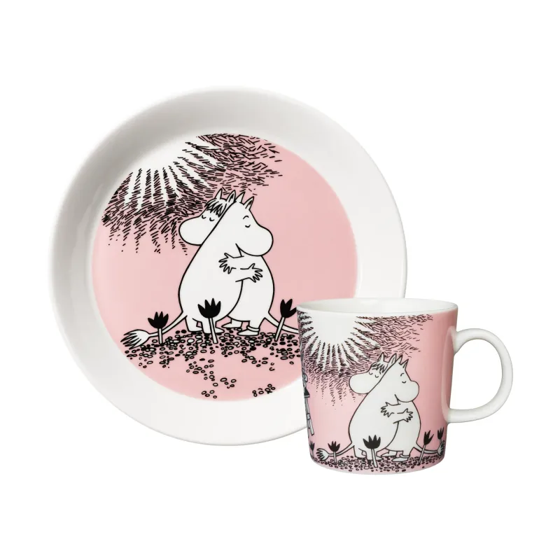 Moomin Arabia Kärlek 30 årsdag Muminmugg & tallrik Limited Edition 2 delar