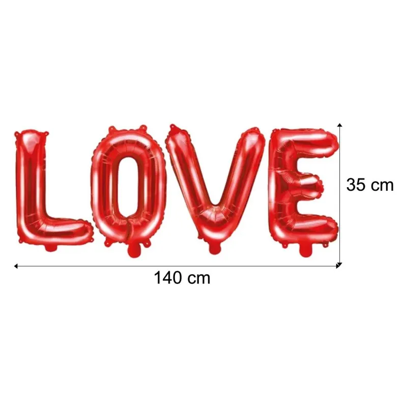 Ballonger Alla Hjärtans Dag Röd Folie & Latex Romantiskt Dekorationsset LOVE 140×35 cm