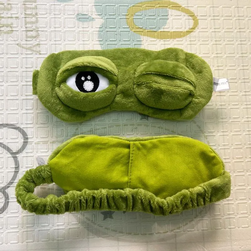Sad Frog Sömnmask Ögonskugga Plysch Ögonskydd Resor Relax Present Ögonbindel Söta lappar Tecknad sovmask för barn Vuxen grön
