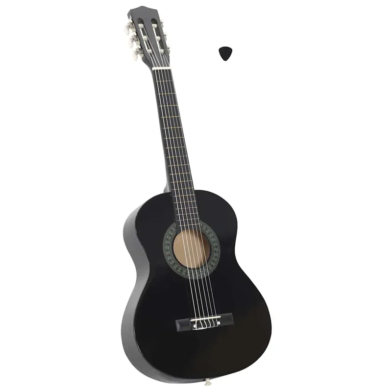 Klassisk gitarr för nybörjare och barn Svart 1/2 Storlek 34