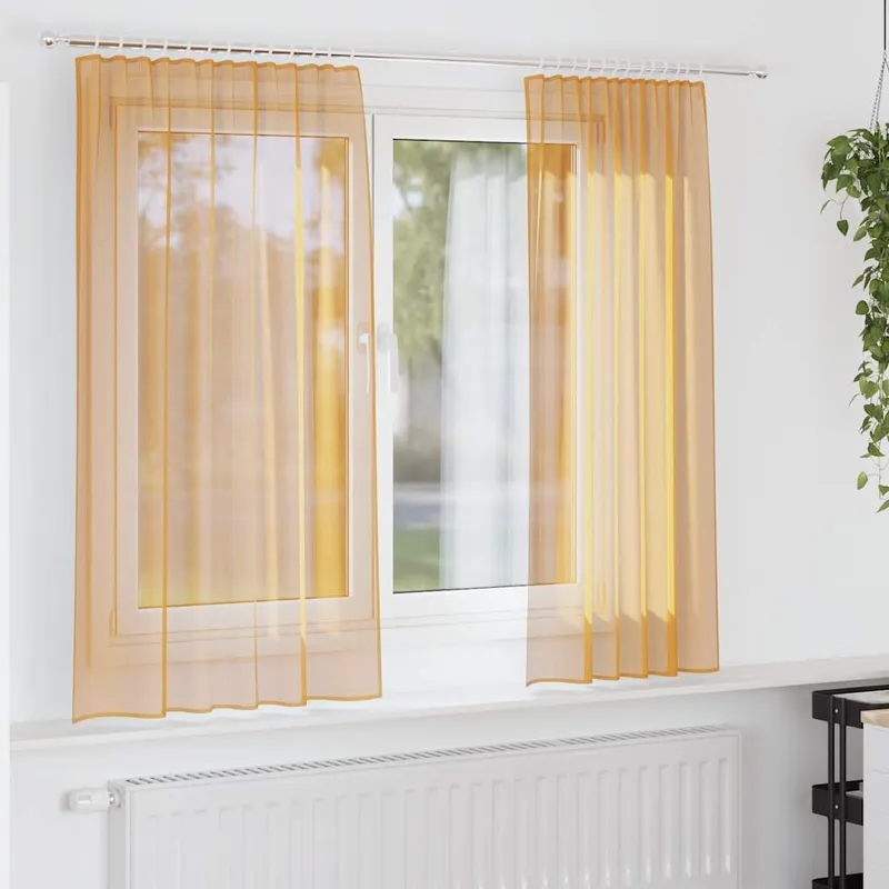 vidaXL Voile gardiner med stångfickor 2 st orange (#2082)