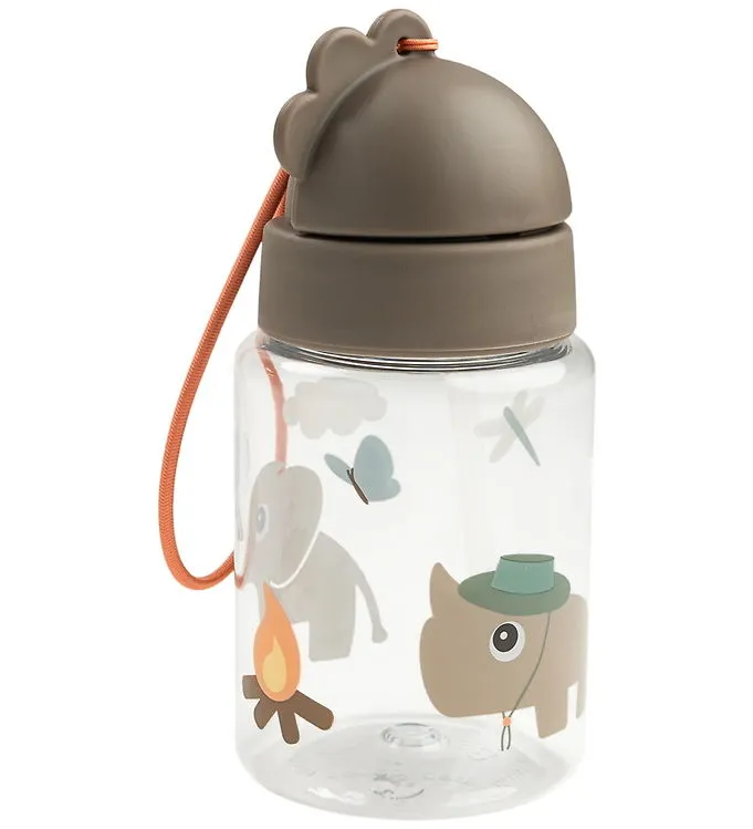 Done by Deer Vattenflaska m. Sugrör – 280 ml – Tiny Leder – Sand