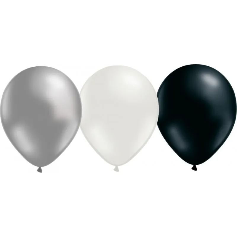 Ballonger 24-pack Silver Vit Svart Biologiskt Nedbrytbara Latexballonger Fest Bröllop 30cm