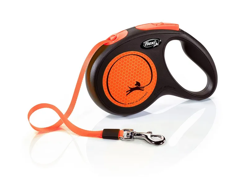Flexi New NEON leash M 5M 25KG black/neon orange