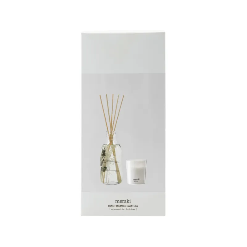 Meraki Gift Box Verbena Drizzle Diffuser 240 ml + Fresh Linen Scented Candle 60 g