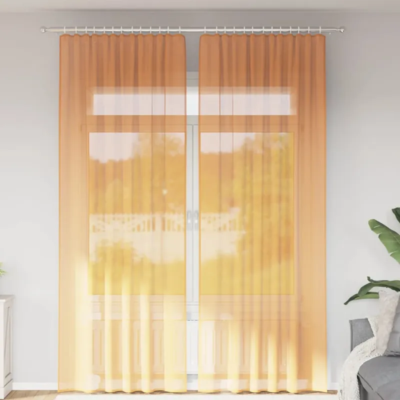vidaXL Voile gardiner med stångfickor 2 st orange (#2112)