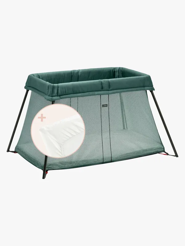 BabyBjörn Light Resesäng med Överdragslakan, Mörkgrön