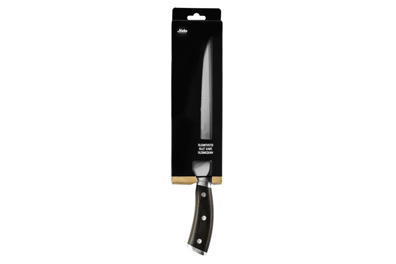 Filekniv 20 cm - Slitstarkt Pakka-trähandtag