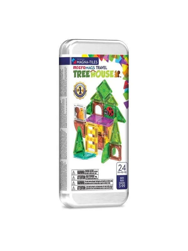 Magna-Tiles Magnetset – 24 Delar – Trädhus – MicroMAGS Travel T