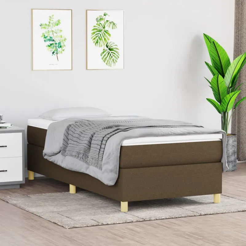 vidaXL Ramsäng med madrass mörkbrun 90×190 cm tyg (#9848)