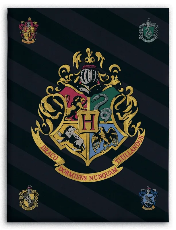 Hogwarts - Svart Fleecefilt Pläd 100x140cm
