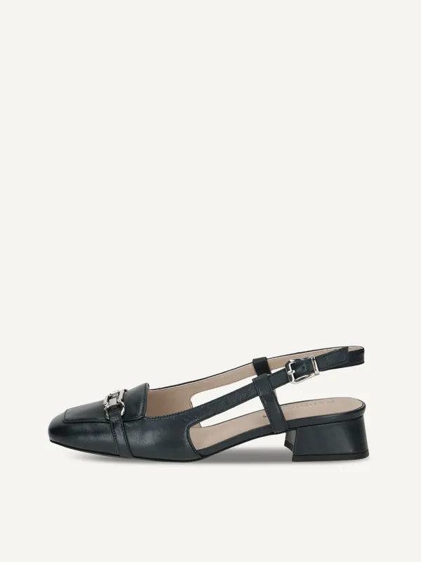 CAPRICE sling pumps, blue, made of Leather with Trapeze heel, Size 36