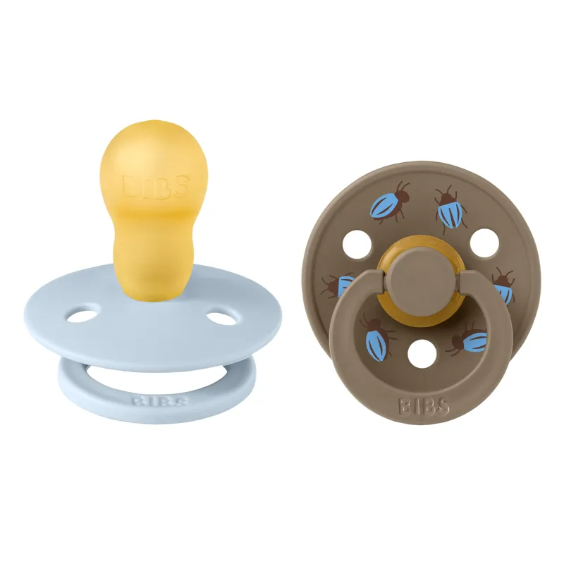 BIBS Studio Colour Napp Beetle Mix 2-Pack Latex Stl 3 Rund, Baby Blue/Dark Oak