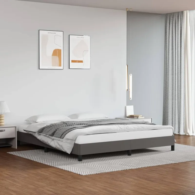 vidaXL Sängram grå 160×200 cm konstläder (#9635)