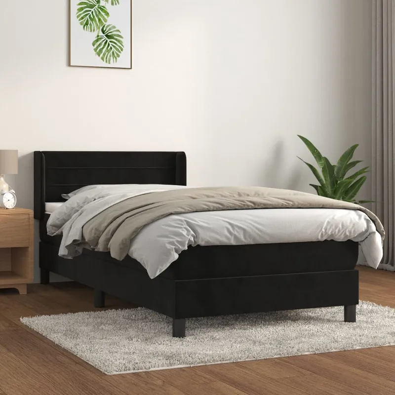 vidaXL Ramsäng med madrass svart 80×200 cm sammet (#7608)