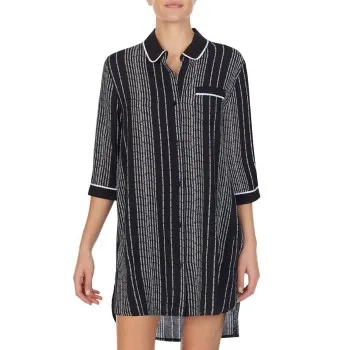 DKNY Color Theory Sleepshirt Svart randig viskos Small Dam