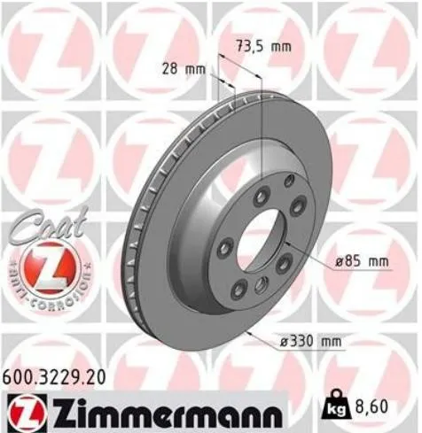 Bromsskiva ZIMMERMANN 600.3229.20
