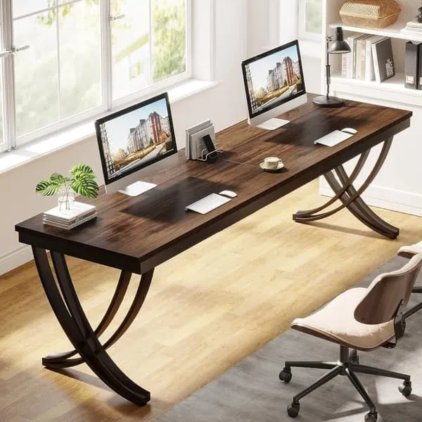 Tribesigns Datorbord, Skrivbord, 200 x 70 x 75 cm, Arbetsbord, Industriell Stil, Rustikbrun