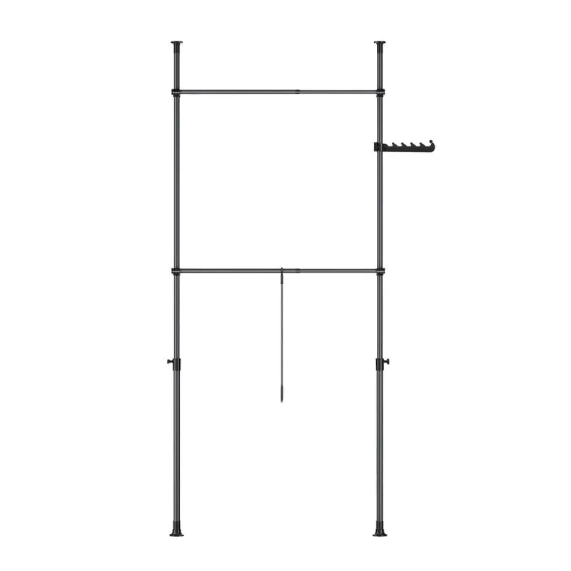 SoBuy Teleskopiskt Klädställning,(75-126)x(200-295)cm - Golvstående klädhylla | Svart FRG109-II-SCH