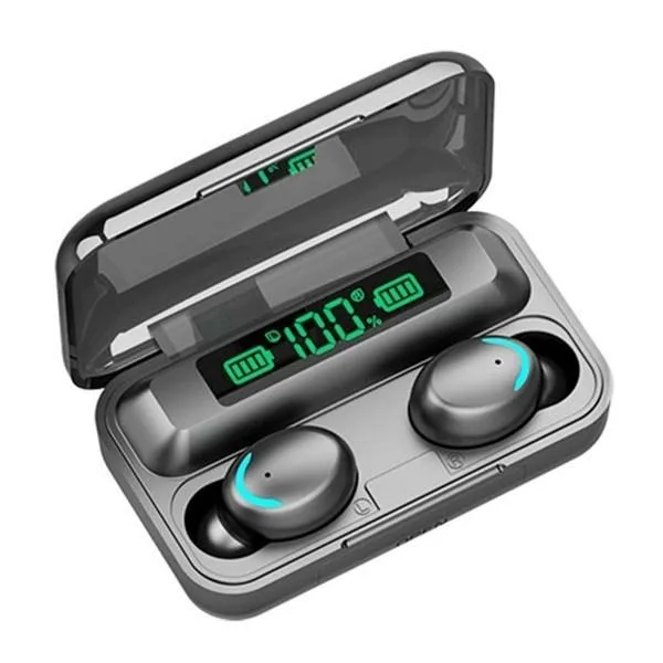 Trådlösa hörlurar Hörlurar 3000mAh Laddbox Bluetooth-kompatibla stereohörlurar Headset med mikrofon svart
