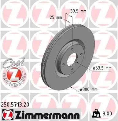 Bromsskiva ZIMMERMANN 250.5713.20