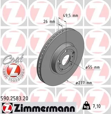 Bromsskiva ZIMMERMANN 590.2583.20