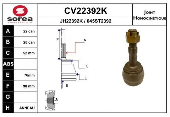 Ledsats, drivaxel EAI CV22392K