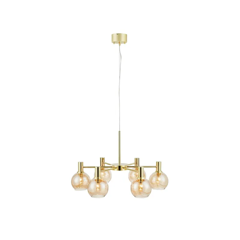Ambra hänglampa, mässing/bärnsten, glas, Ø 75 cm - Markslöjd - Vardagsrum - Metall - Med flera ljuskällor