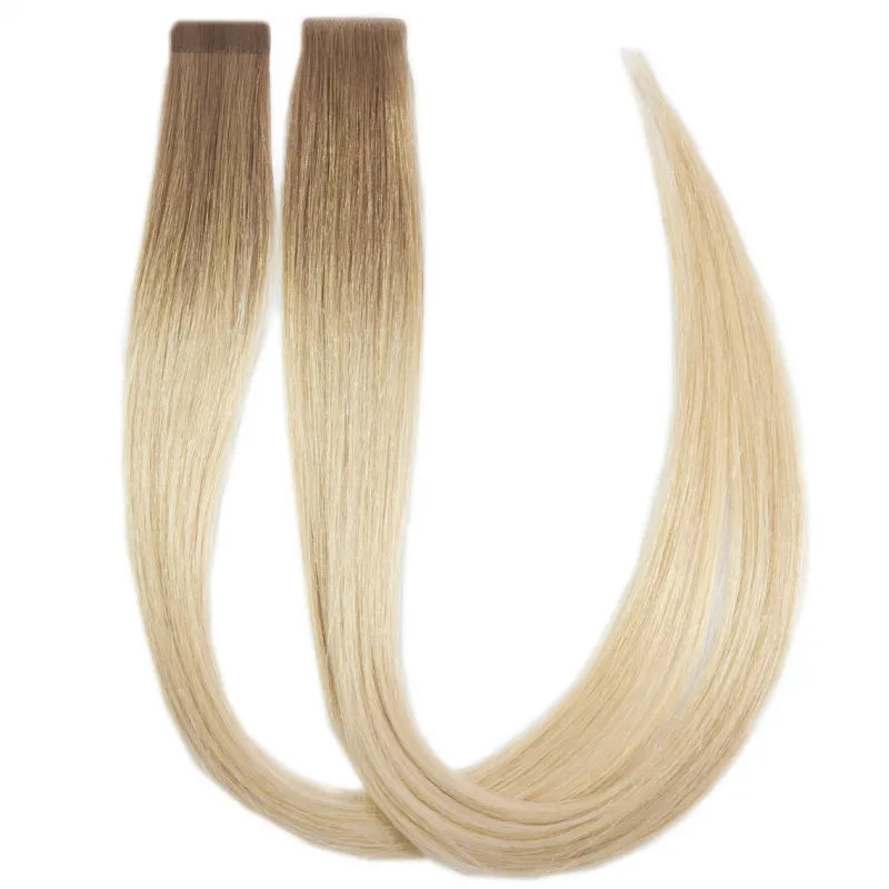 Rapunzel of Sweden Premium Tape Extensions Straight / Mixed Tapes 3 cm / 8 pieces 50 cm Cool Platinum Blonde Balayage B7.3/10.10