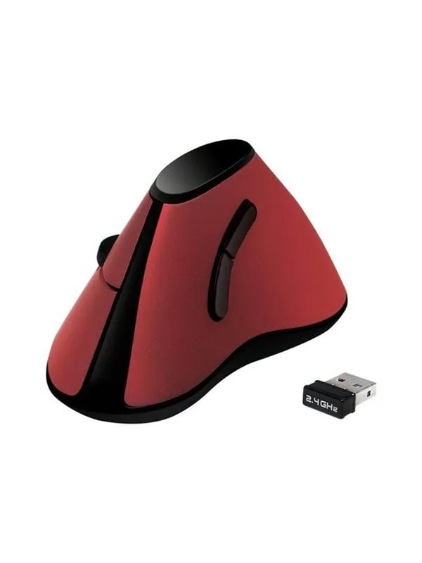 LogiLink Ergonomic vertical mouse wireless 2.4 GHz red - Vertical mouse - Optic - 5 knappar - Röd (#5680)
