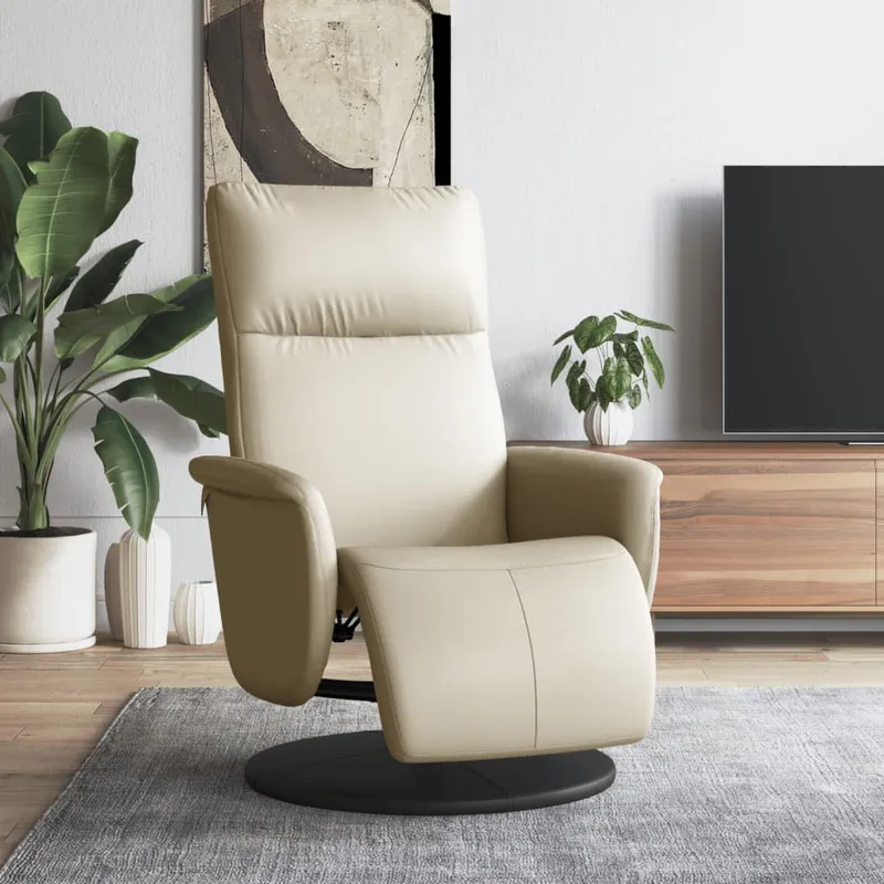 vidaXL Reclinerfåtölj med fotstöd gräddvit konstläder (#3275)