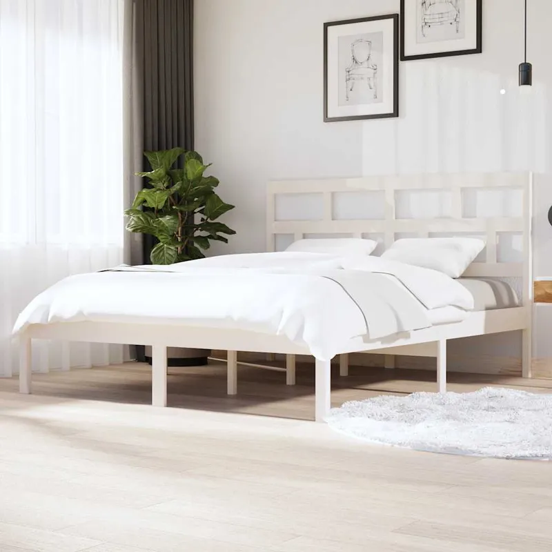 vidaXL Sängram massivt trä 180×200 cm vit