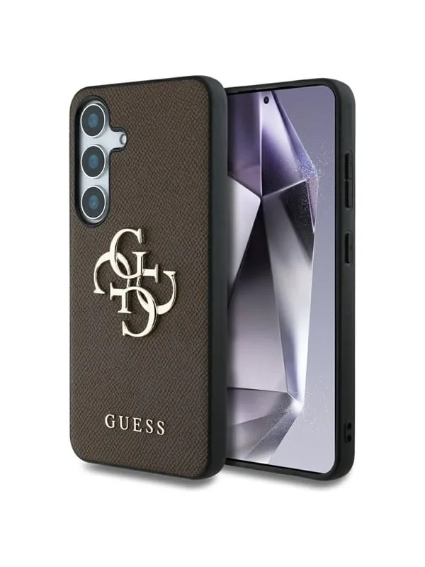 GUESS Grained Big 4G Logo Small Classic Logo case for Samsung Galaxy S25 Plus brown