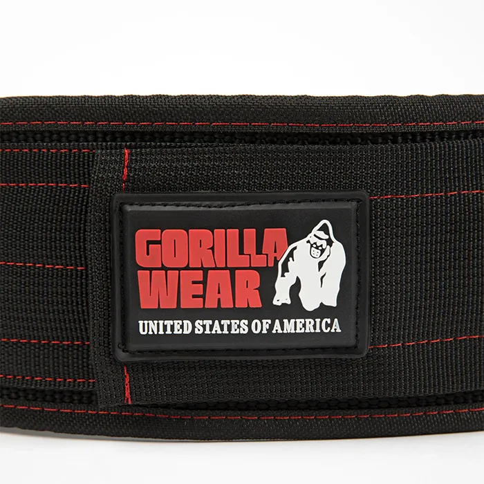 4 Inch Nylon Belt, black/red, medium/large