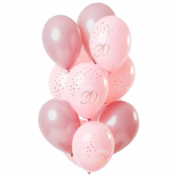 30 års Ballonger elegant rosa 33cm 12-pack